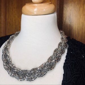 Silver Link Cobra Chain Braided Necklace